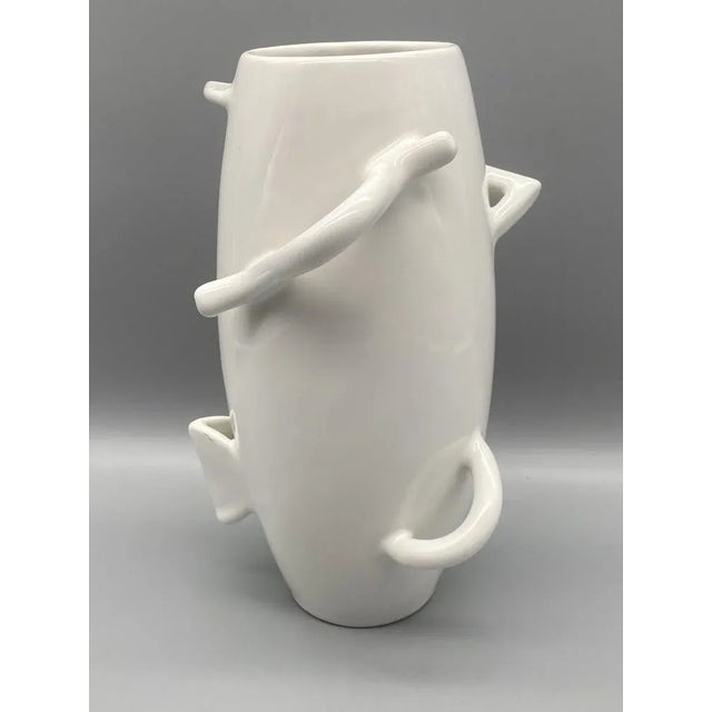 Postmodern White Ceramic Vase Deabaltea by Alessandro Mendini for Zanotta, Italy 1986 For Sale - Image 3 of 8