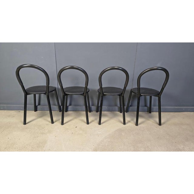 Black Italian Postmodern Dining Chairs, 1980s, Set of 4 For Sale - Image 8 of 17