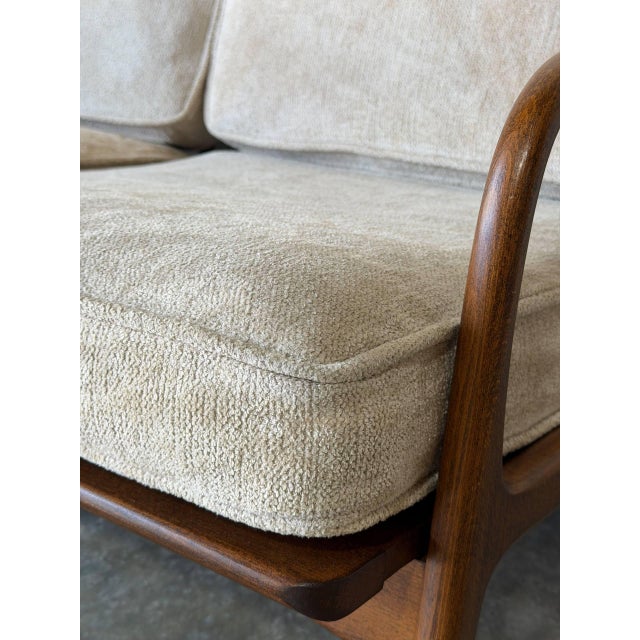 1960s Teak 3-Seater Sofa With Spindle Back and Fabric Cushions Danish Mid-Century Modern 1960s For Sale - Image 5 of 12