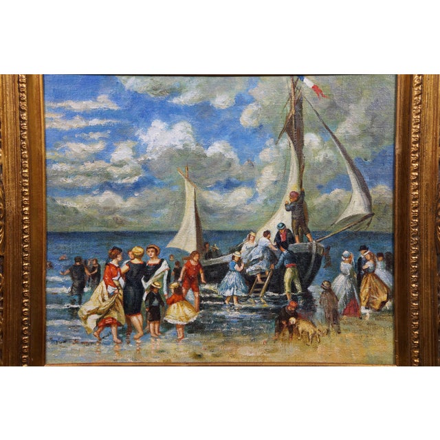 Mid 19th Century Mid 19th Century The Return of the Boating Party Oil Painting After Pierre Auguste Renoir 34" For Sale - Image 5 of 12