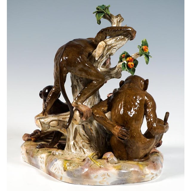 Large Gang of Monkeys Animal Group by E.A. Leuteritz for Meissen, 1880s For Sale - Image 4 of 9