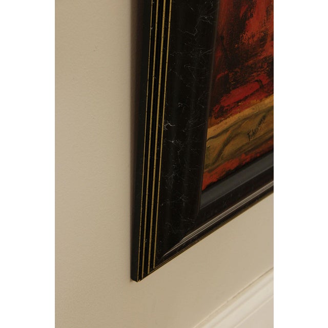 Mid 20th Century Roman Fresco Oil Painting Signed 'Fabriano' with Black Frame For Sale - Image 9 of 18