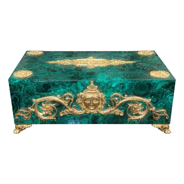 Malachite and Gilt Bronze Decorative Box, Early 20th Century For Sale