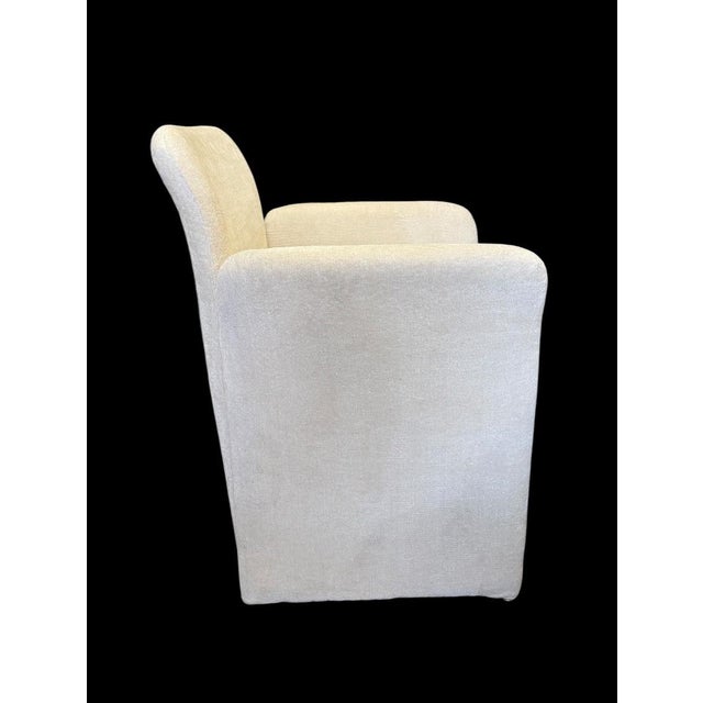 Ray Wilkes 1970s Postmodern Cream Textured Fabric Accent Chair Attributed to Ray Wilkes For Sale - Image 4 of 7