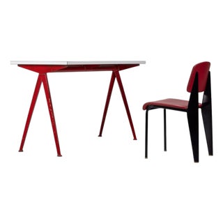 512 Compass Table Red by Jean Prouvé, France, 1953 For Sale