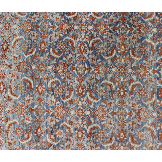 Light Blue and Red Antique Tabriz Rug With All Over Herati Design 8'9 X 12'9 For Sale - Image 9 of 11