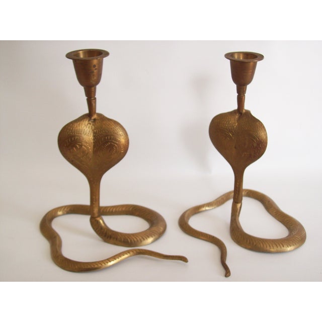 Vintage Brass Cobra Snake Candlesticks A Pair Chairish