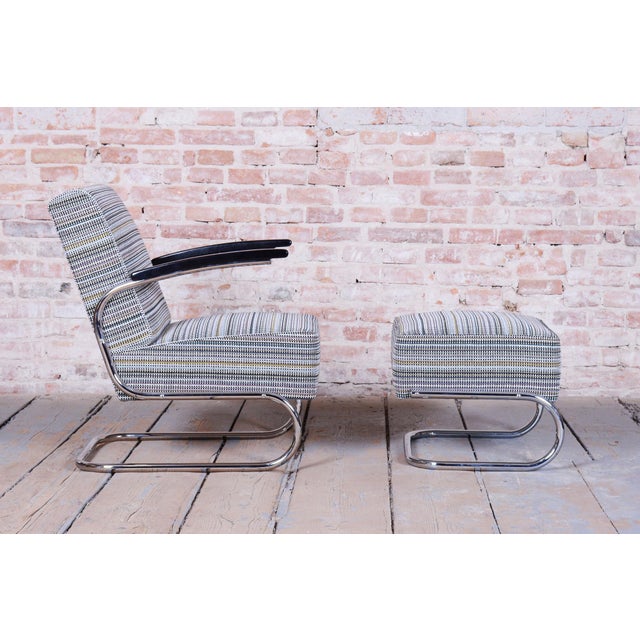 Set of Czech Bauhaus Armchair and Ottoman attributed to W. Gispen for Mücke Melder, 1930s For Sale - Image 17 of 18