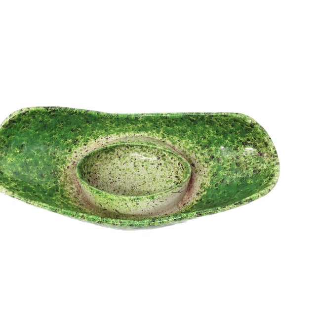 Mid-Century Modern Vintage Mid-Century Modern Green Footed Bowl For Sale - Image 3 of 5