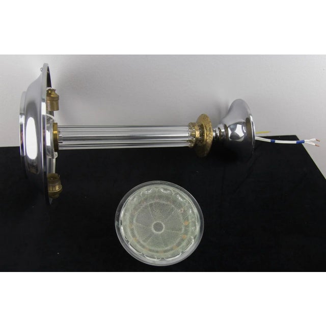 Art Deco French Chromed Brass and Glass Chandelier, 1930s For Sale - Image 11 of 16