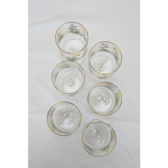 Vintage Neiman Marcus “Weed & Wildflower” Botanical Stem Glasses - Set of 6 For Sale In Houston - Image 6 of 13