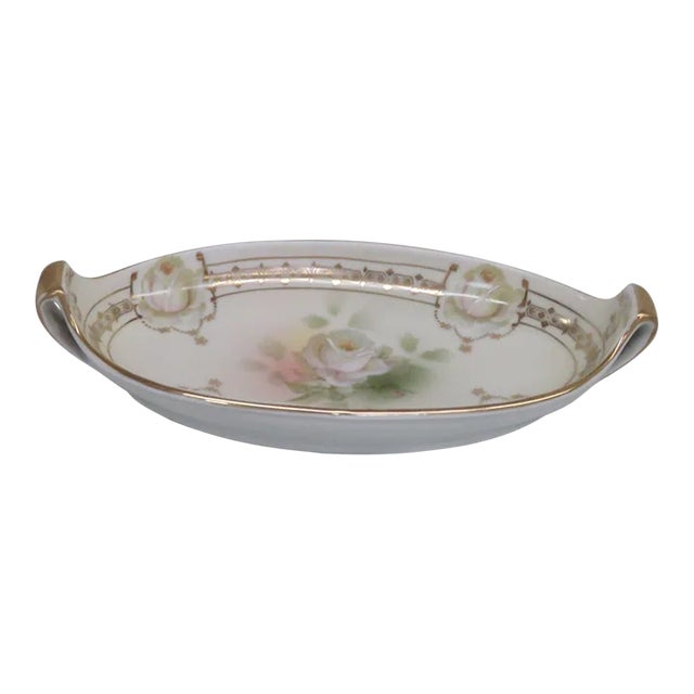 Royal Rudolstadt Prussia Porcelain White Roses Small Serving Tray Dish For Sale