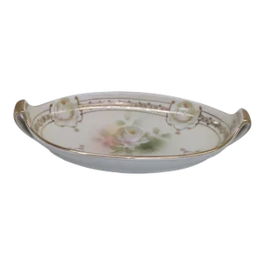 Royal Rudolstadt Prussia Porcelain White Roses Small Serving Tray Dish