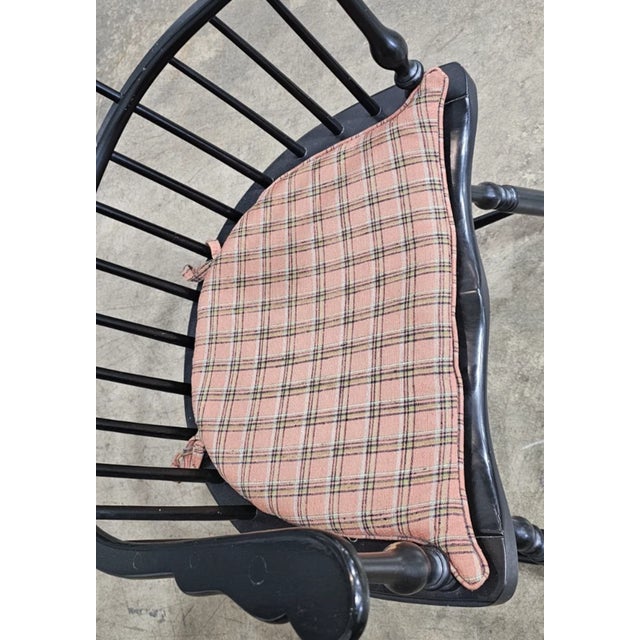 Black Late 20th Century Saybolt Cleland Black Fan Back Windsor Arm Chair Made in Philadelphia, Pa For Sale - Image 8 of 9