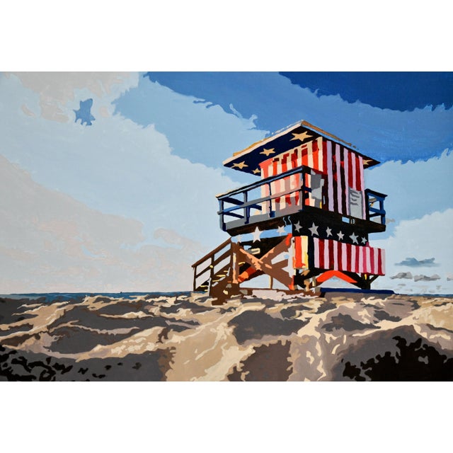 Early 21st Century Carole Grandgirard, Miami Beach Lifeguard Stand, 2023, Oil on Canvas For Sale - Image 5 of 5