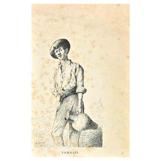 Enrico Tommasi, Peasant, Lithograph, Late 19th Century For Sale