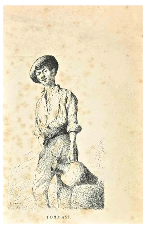 Enrico Tommasi, Peasant, Lithograph, Late 19th Century
