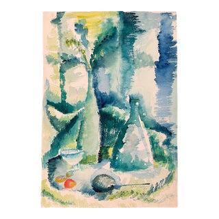 1955 Robert Colborne Tabletop Still Life Watercolor Painting For Sale