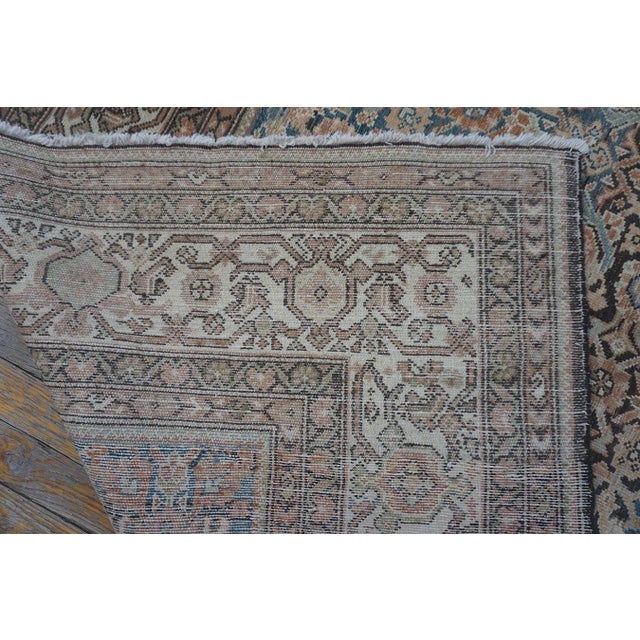 Navy Blue 1880s Blue Navy Antique Sarouk Floral Desing Knotted Wool Persian Malayer Rug For Sale - Image 8 of 10