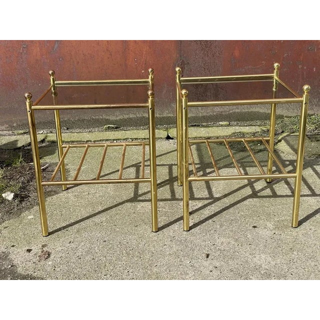 Introducing a set of Italian vintage Mid-Century Modern nightstands with a shelf, straight from the 1980s. Crafted with...