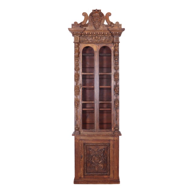 Chimney Cabinet in Carved Pine, 1890s For Sale