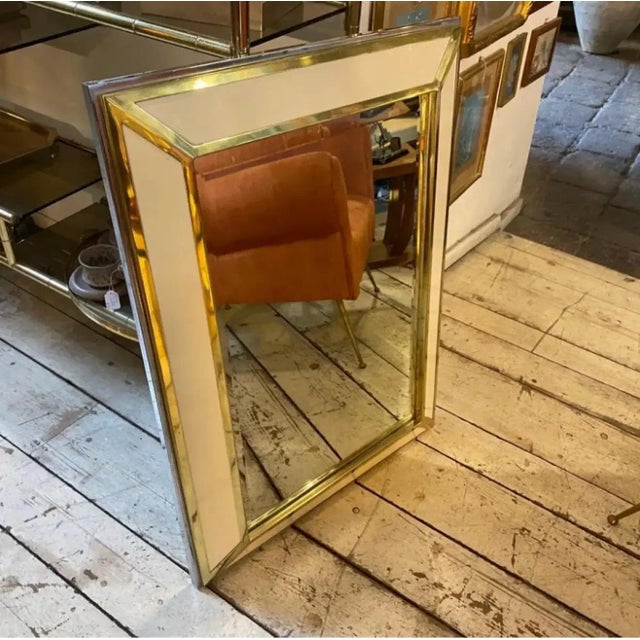 1970s Romeo Rega Style Mid-Century Modern Chrome and Brass Italian Wall Mirror For Sale - Image 6 of 8