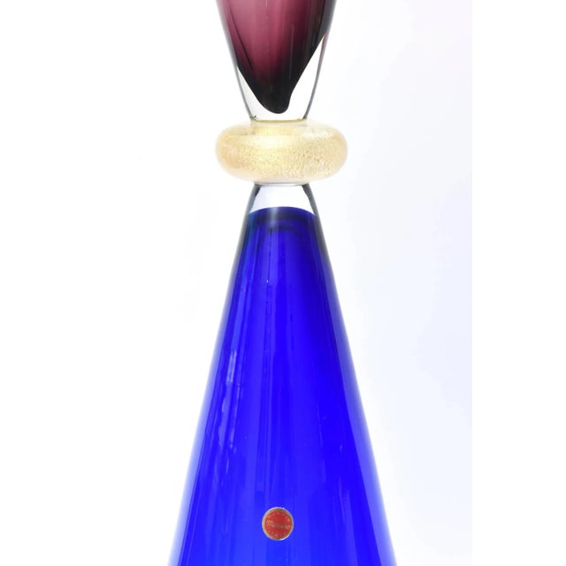 Metal Vintage Seguso for Oggetti Monumental Murano Italian Glass Sculptures or Vases Pair of Purple, Royal Blue For Sale - Image 7 of 11