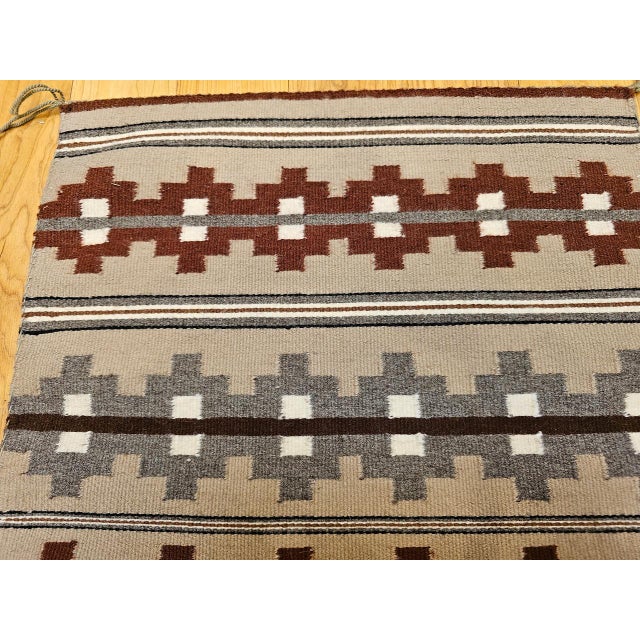 Vintage Native American Indian Navajo Rug, Geometric Banded Pattern, Wool & Cotton, 2x3 For Sale - Image 10 of 14