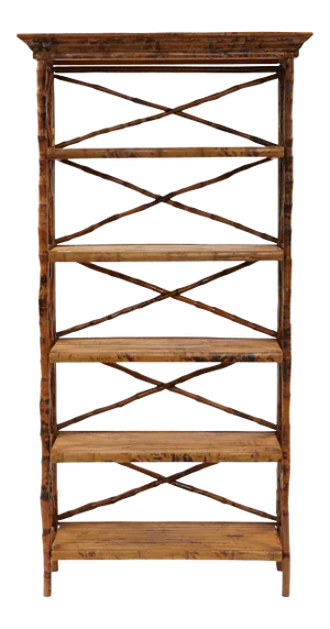 English Bookcase, Brown, Rattan