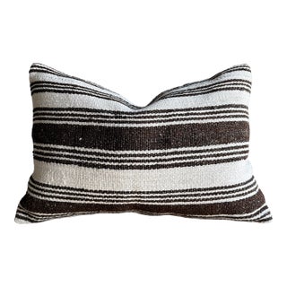Vintage Rug Pillow Cover With Stripes For Sale
