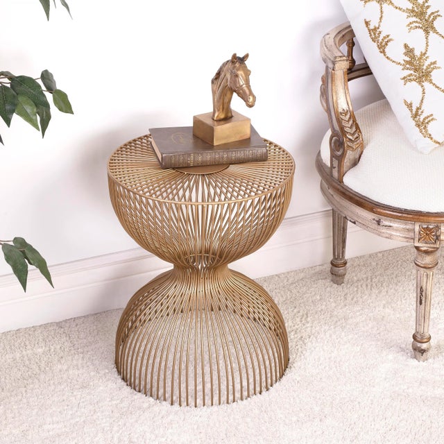 Industrial Nicholas Metal Accent Table, Gold For Sale - Image 3 of 6