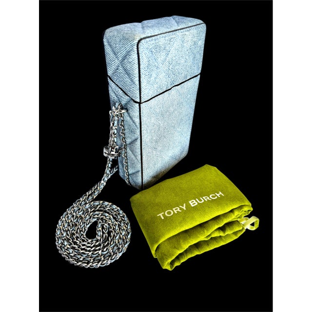 2025 Tory Burch Fleming Quilted Suede Leather Phone Crossbody Bag Shoulder Denim For Sale - Image 15 of 17