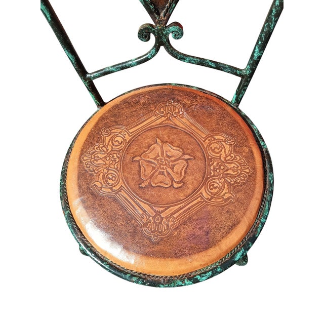 Exceptional Pair of Elegant Iron and Leather Brutalist 1970s French Chairs With Enduring Strength. For Sale In Raleigh - Image 6 of 12