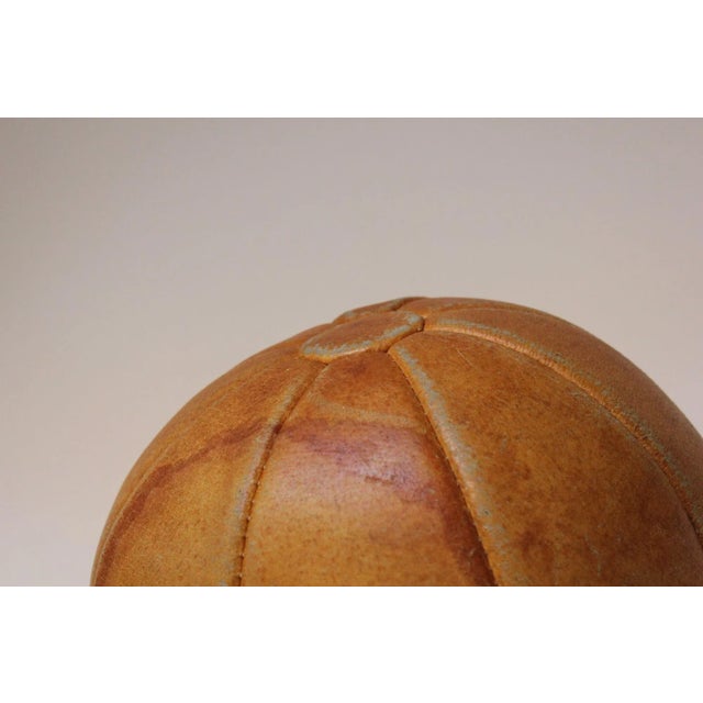 Vintage German Patinated Leather Medicine Ball For Sale - Image 9 of 13
