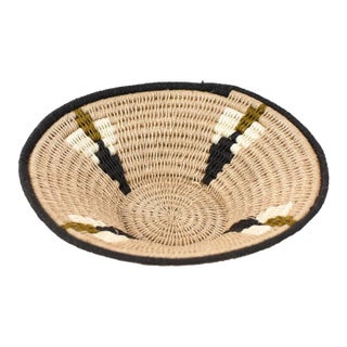 Early 20th Century Sisal Handwoven Basket Neutral Eswatini 6inch For Sale