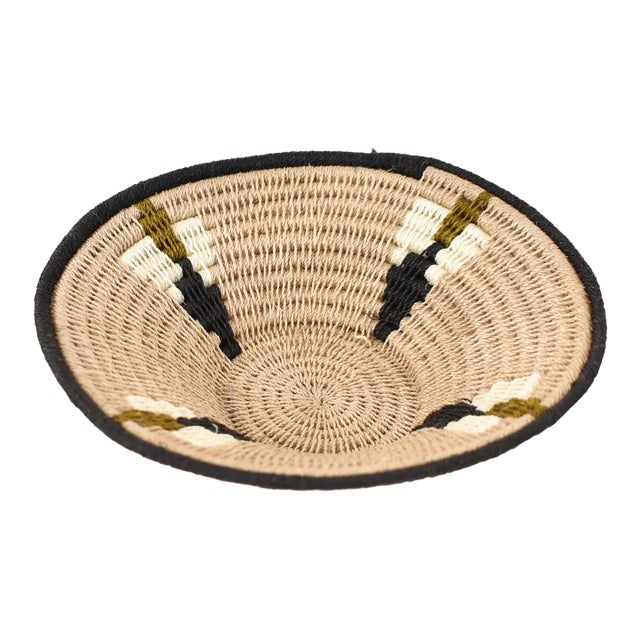 Early 20th Century Sisal Handwoven Basket Neutral Eswatini 6inch For Sale