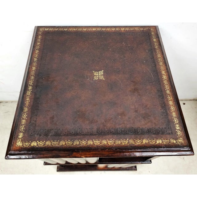 1980s Maitland Smith Leather Faux Book Nightstand Side Table For Sale - Image 5 of 11