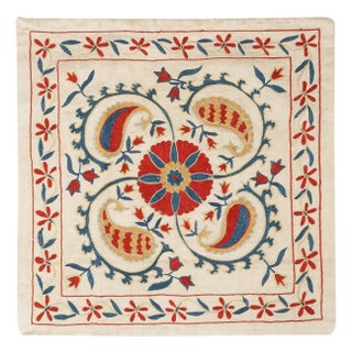 20"x21" 100% Silk Cushion Cover. Embroidered Pillowcase. Luxury Accent Pillow For Sale