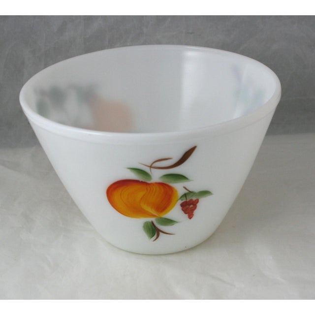 Mid 20th Century Gay Fad Studios & Fire King Hand Painted Fruit Pattern Milk Glass Bowl For Sale In West Palm - Image 6 of 9