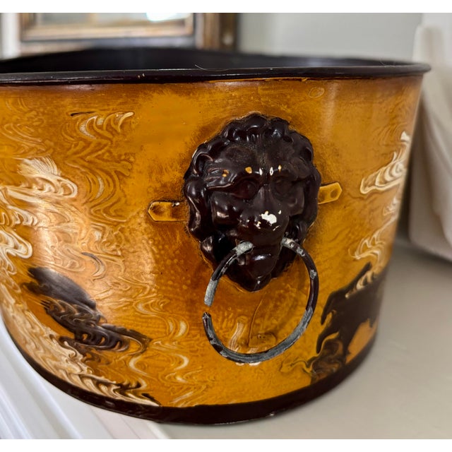 Vintage Marbleized Cachepot With Lion Accents For Sale In Portland, ME - Image 6 of 7