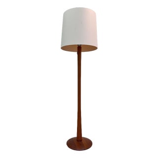 Teak Floor Lamp with Silk Shade, Denmark For Sale