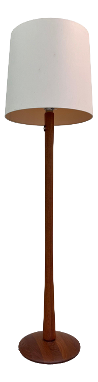 Teak Floor Lamp with Silk Shade, Denmark