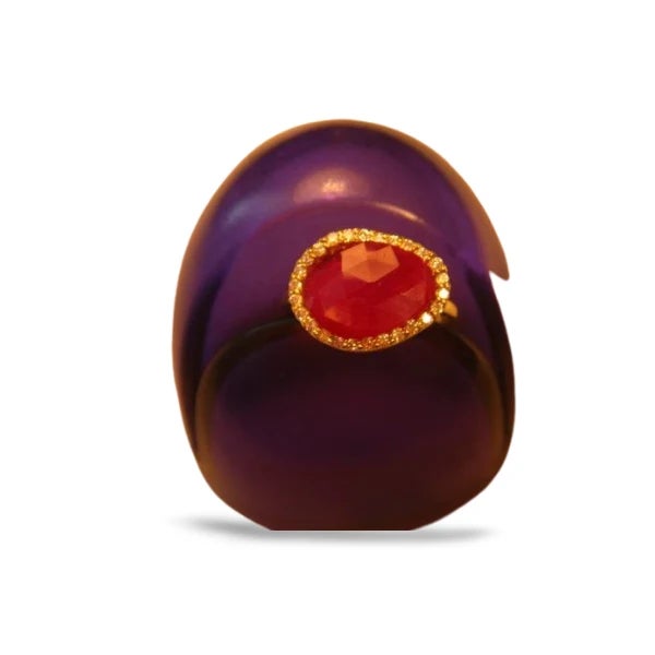 Traditional Late 20th Century 14K Yellow Gold Ruby Diamond Band Fashion Ring Estate, Size 6.75 For Sale - Image 3 of 3