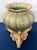 Vintage Hollywood Regency Celadon Triple Elephant Lotus Cachepot For Sale - Image 4 of 6