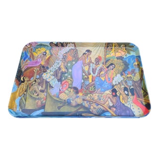 Vintage Pacific Coasters "Aloha" Tray After Eugene Savage-Made in Italy For Sale
