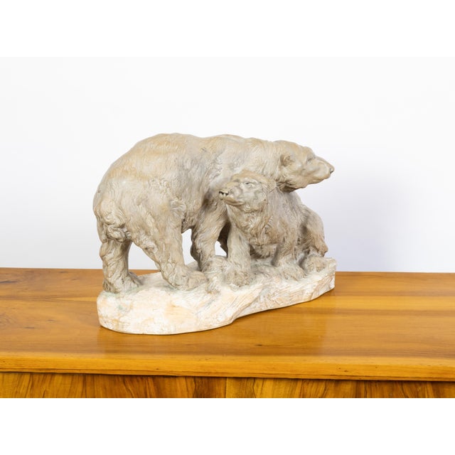 Ceramic Continental Midcentury Terracotta Sculpture Depicting Two Bears on a Base For Sale - Image 7 of 10