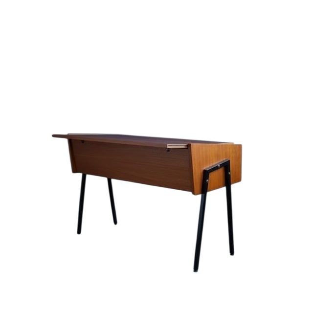 Mid-Century Modern Scandinavian Style Console Table with Architectural Metal Legs, 1965 For Sale - Image 4 of 5