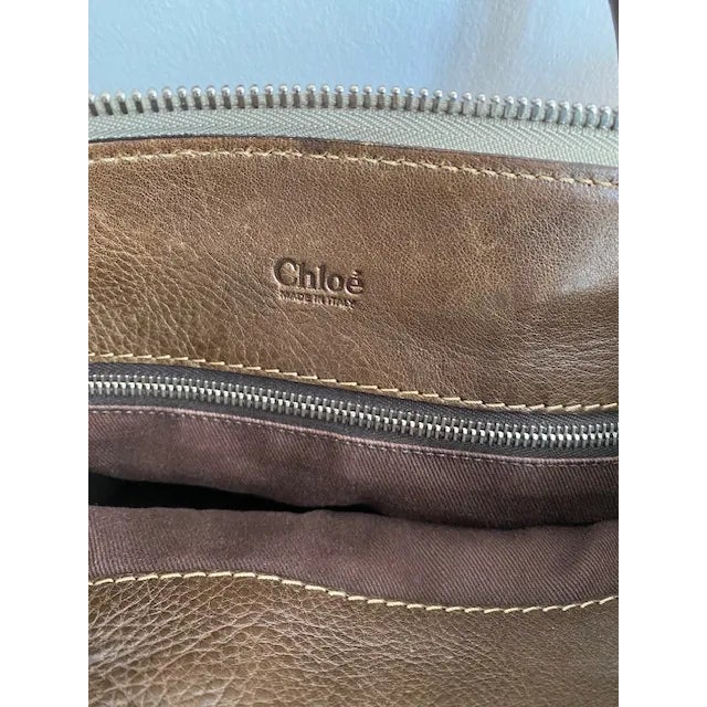 Minimalism Vintage Chloé Edith Top Handle Satchel Handbag, Phoebe Philo Edition, Medium Brown/Taupe, Made in Italy For Sale - Image 3 of 12