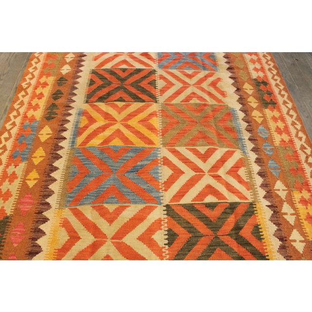 2010s Modern Geometric Kilim Rug, 5'1" X 8'3" For Sale - Image 5 of 8