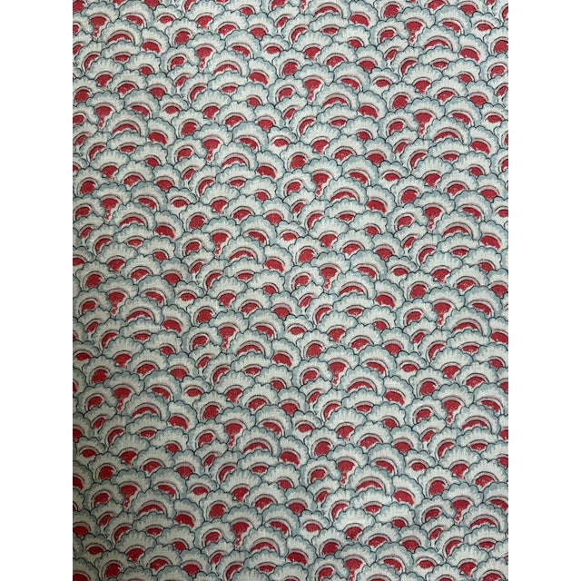 Casa Branca Palampore Petal Sky & Coral Ancient Tree of Life Motif Linen Printed Fabric 2 7/8 Yards For Sale - Image 4 of 6